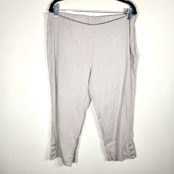 J Jill Linen Blend Crop Pants Womens Large Gray Lightweight Stretch - Picture 1 of 10
